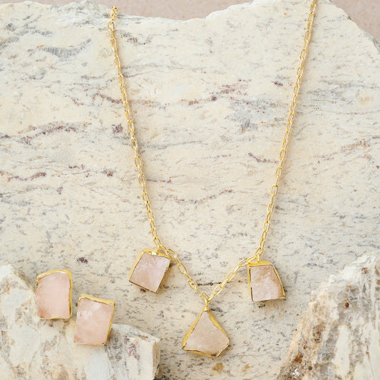 Teejh Seraya Pink Natural Stone Necklace Set