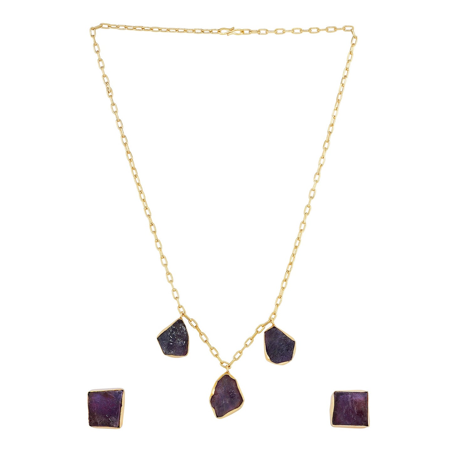 Teejh Seraya Purple Natural Stone Necklace Set