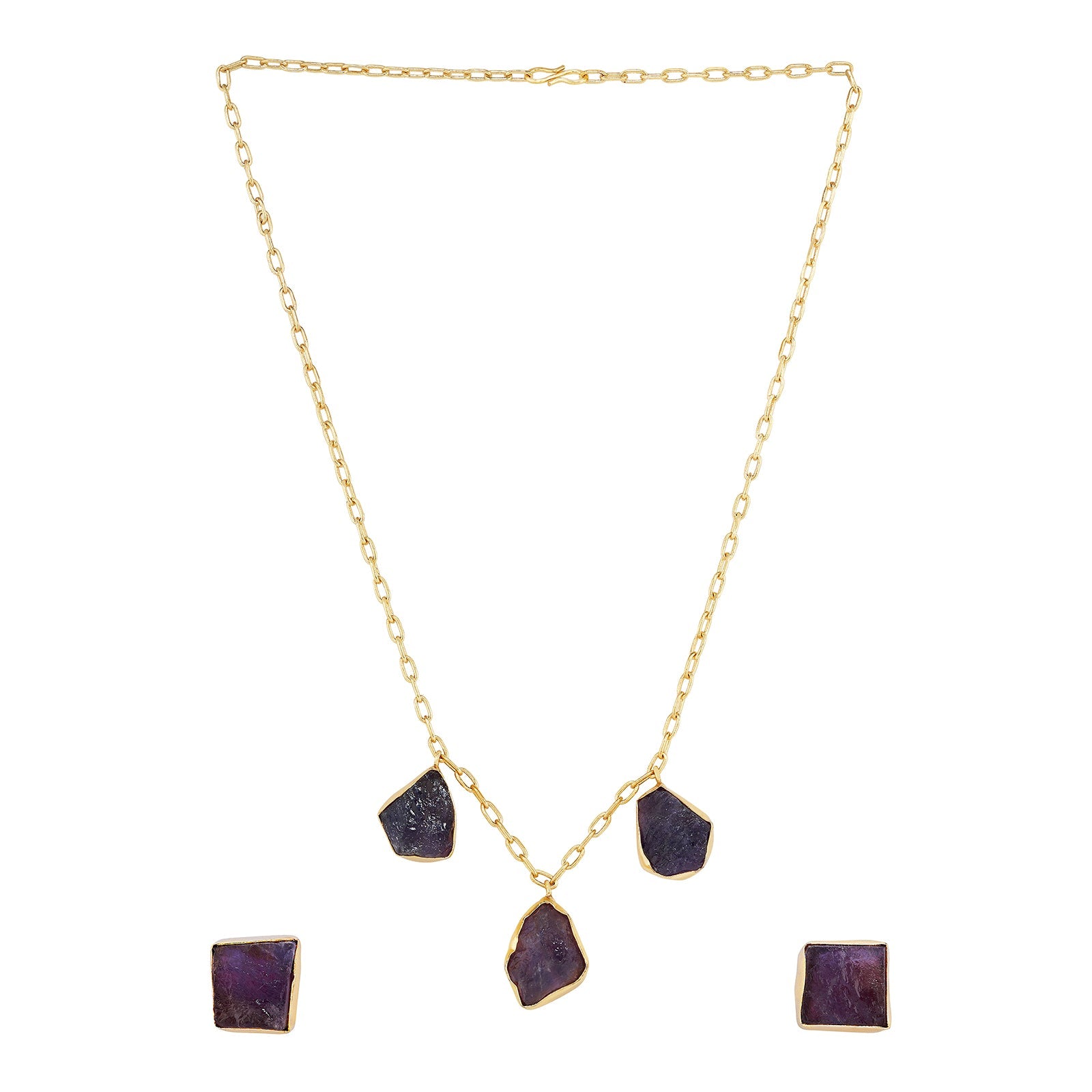 Teejh Seraya Purple Natural Stone Necklace Set