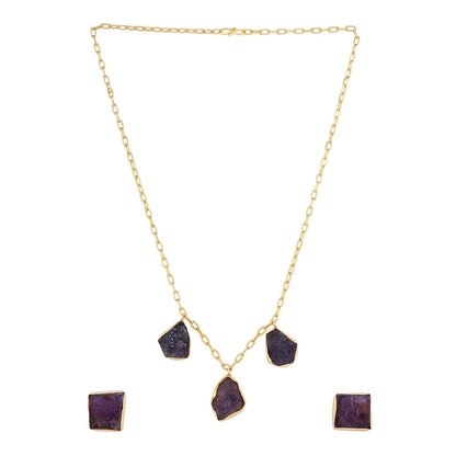 Teejh Seraya Purple Natural Stone Necklace Set