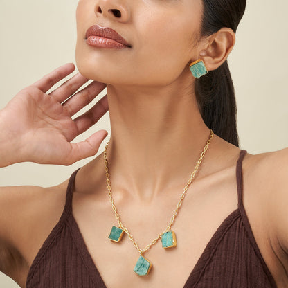 Teejh Seraya Turquoise Natural Stone Necklace Set