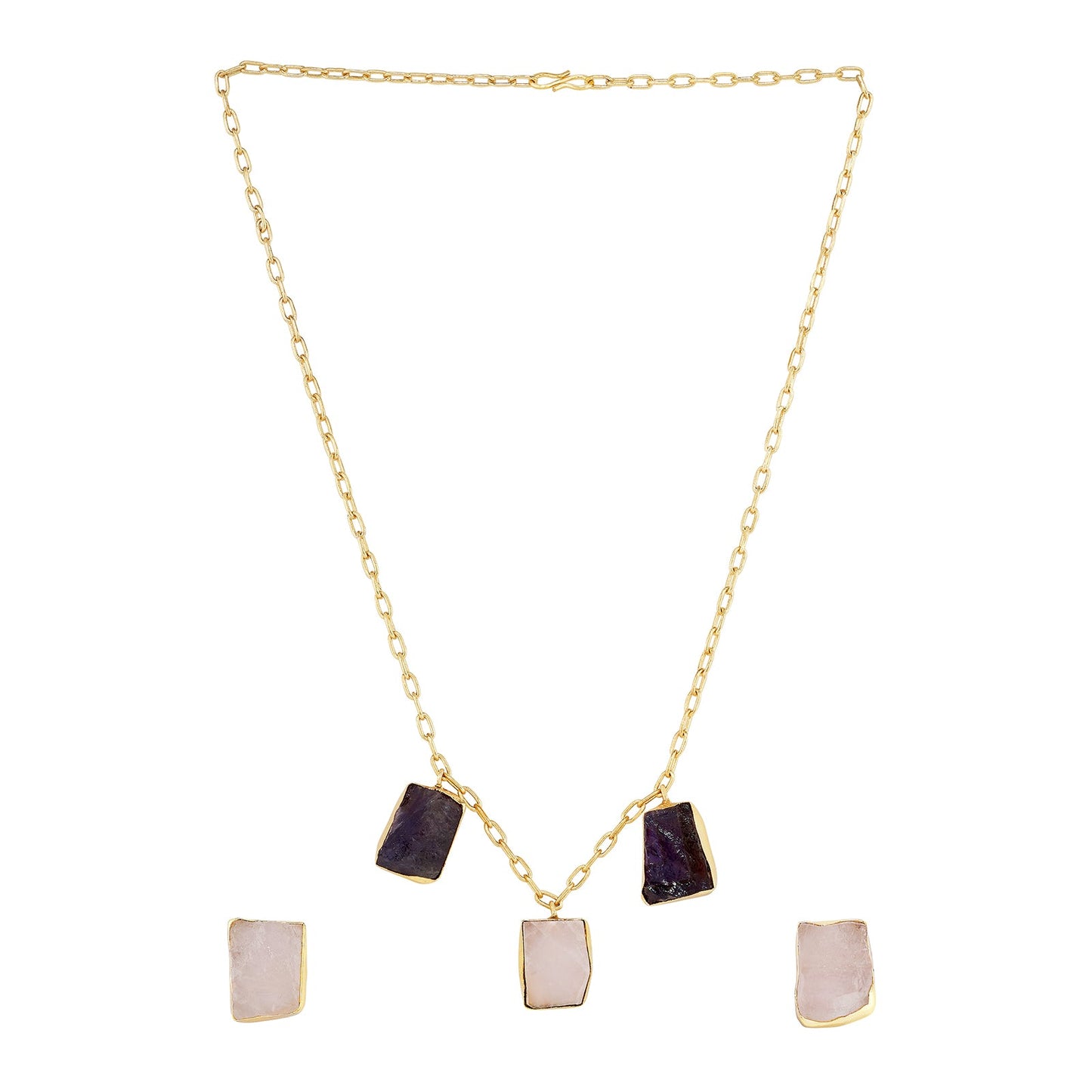 Teejh Seraya Purple and Pink Natural Stone Necklace Set
