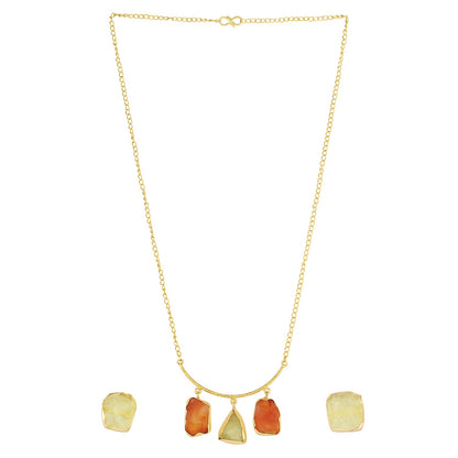 Soléa Orange & Yellow Trio Natural Necklace Set