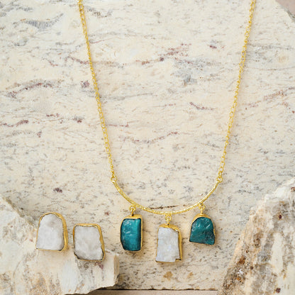 Teejh Alara Dark Blue White Natural Necklace Set
