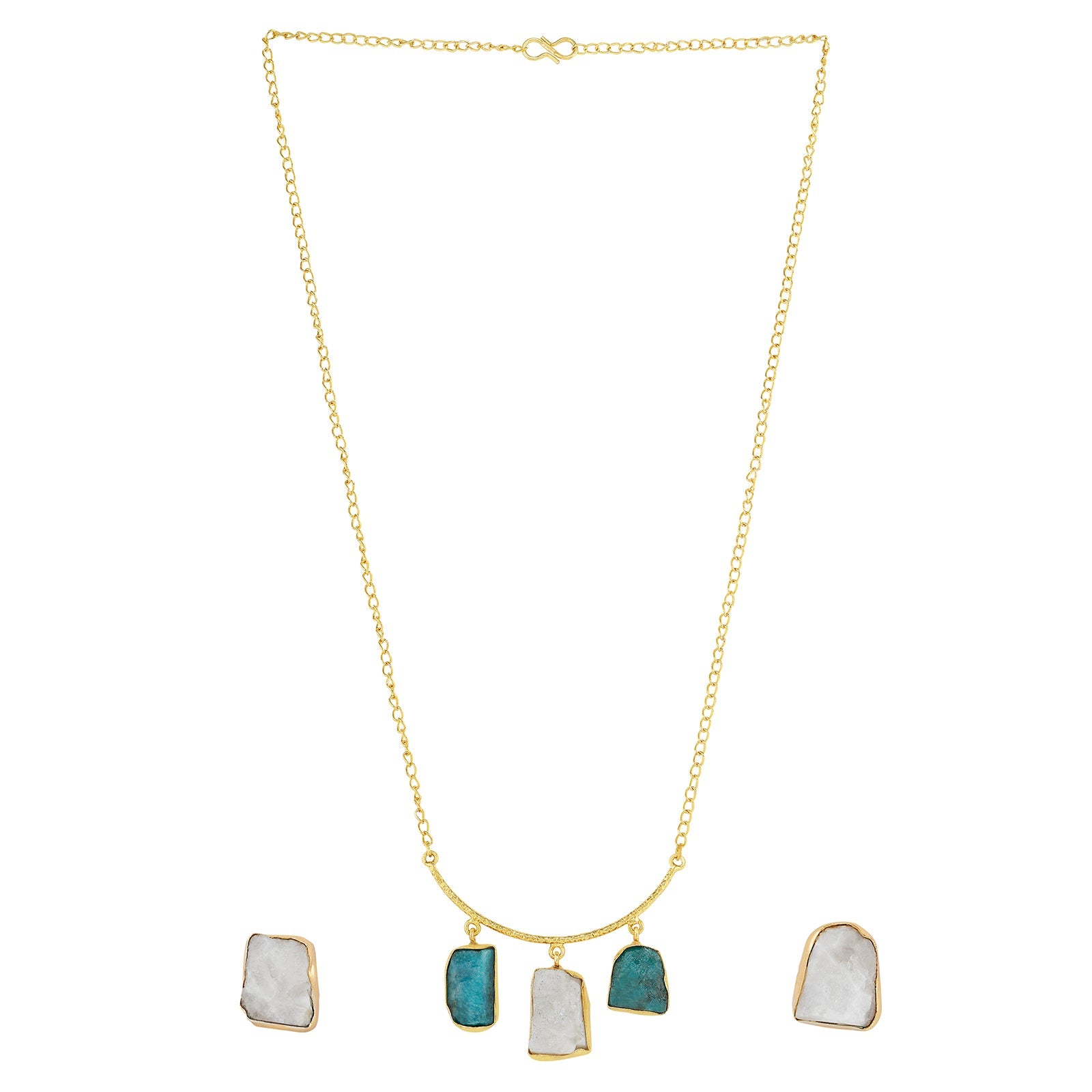 Teejh Alara Dark Blue White Natural Necklace Set
