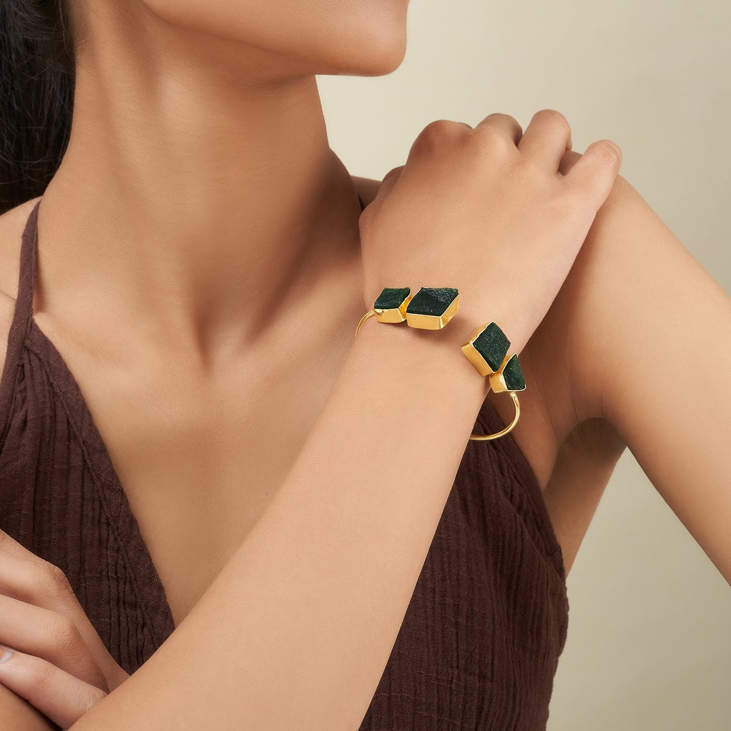 Teejh Vyana Dark Green Natural Stone Bracelet