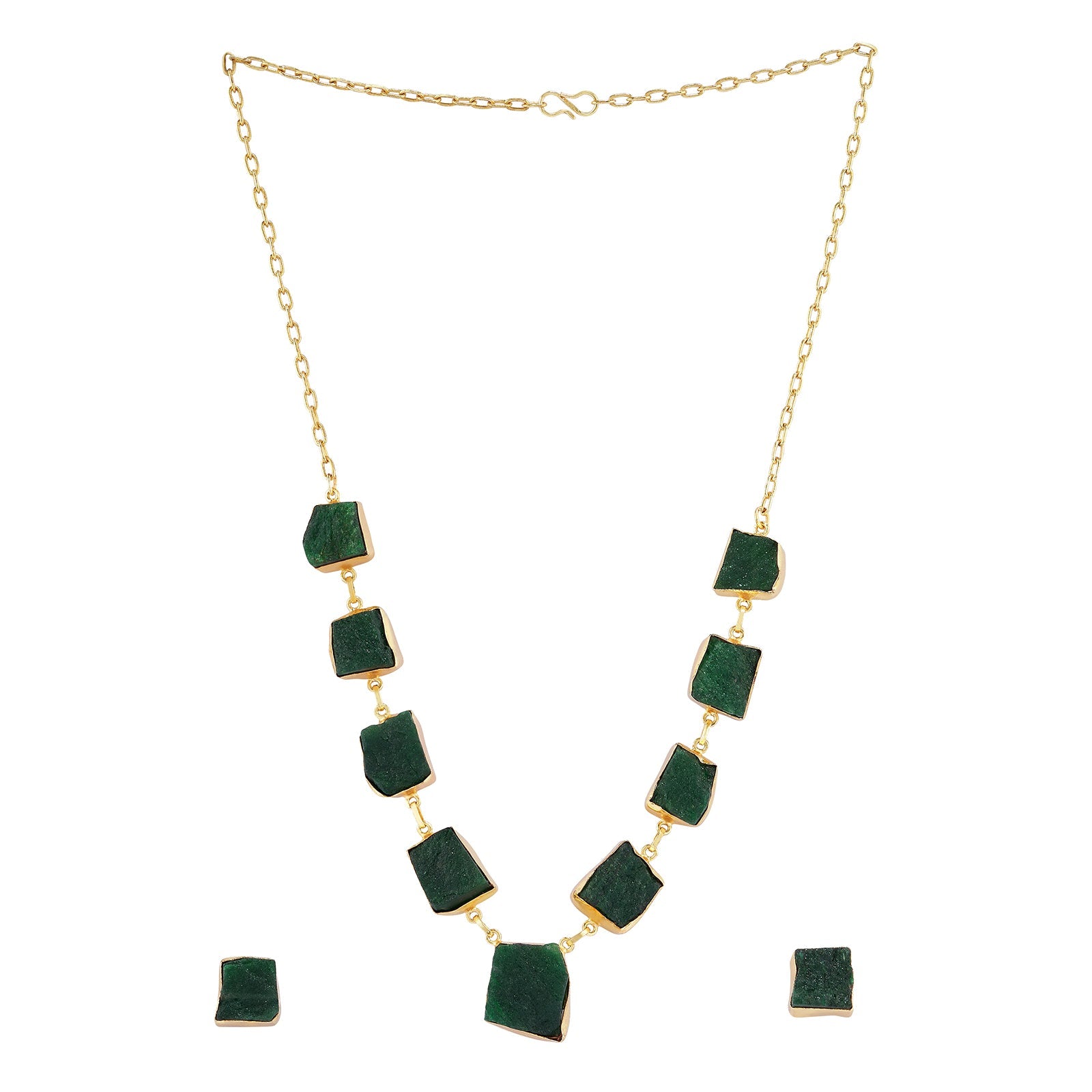 Soléa Dark Green Natural Stone Royal Necklace Set