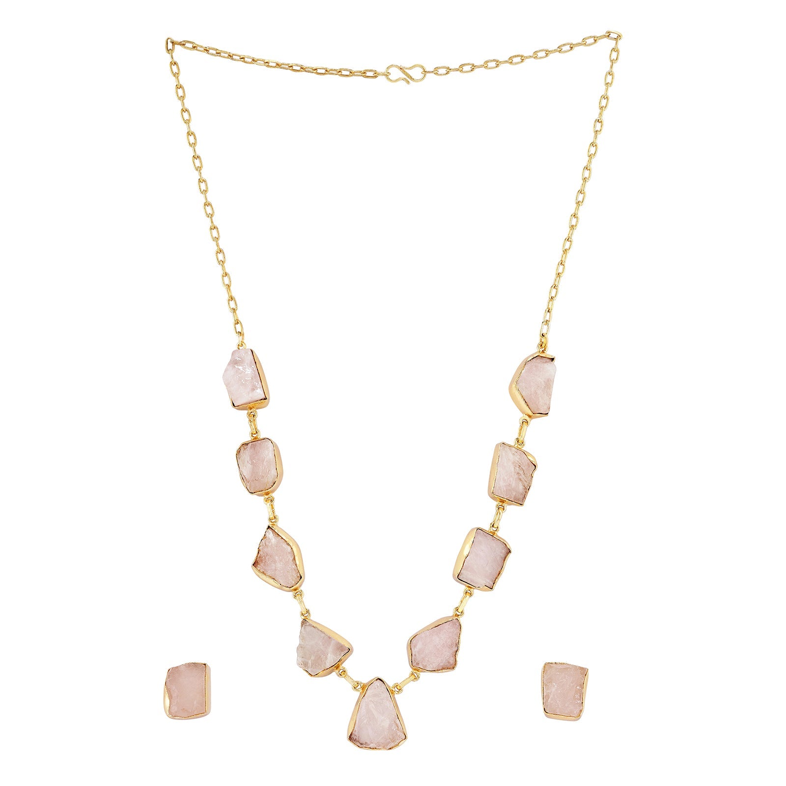 Teejh Zaaina Pink Natural Stone Necklace Set