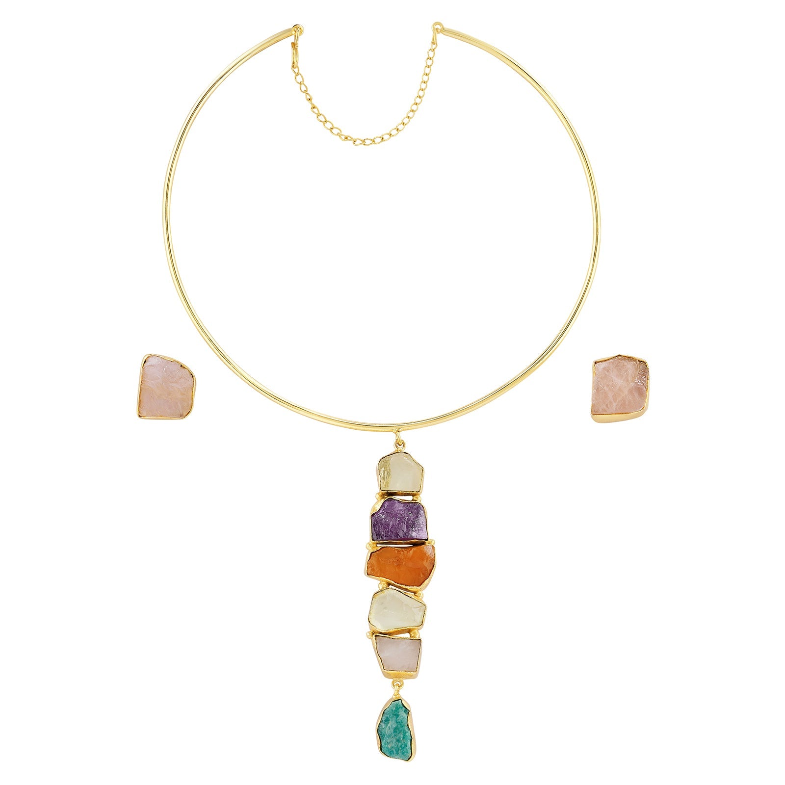 Teejh Anira Multicoloured Natural Stone Necklace Set