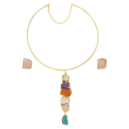 Teejh Anira Multicoloured Natural Stone Necklace Set
