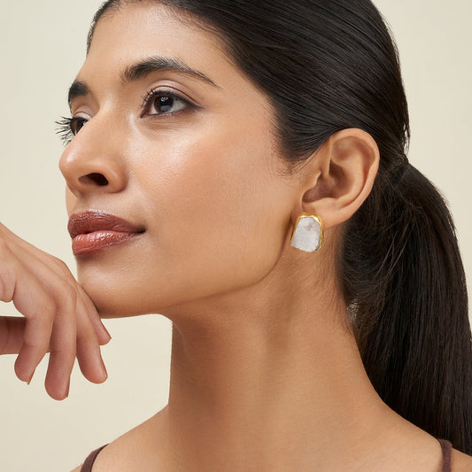 Teejh Elira White Natural Stone Earrings