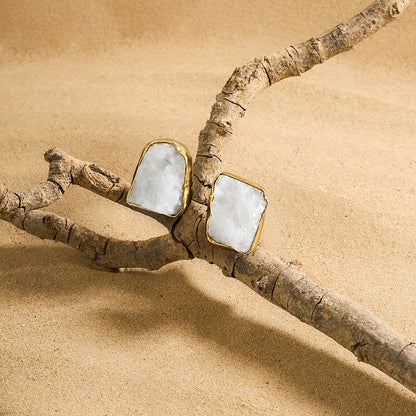 Teejh Elira White Natural Stone Earrings