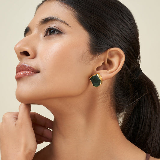 Teejh Elira Dark Green Natural Stone Earrings