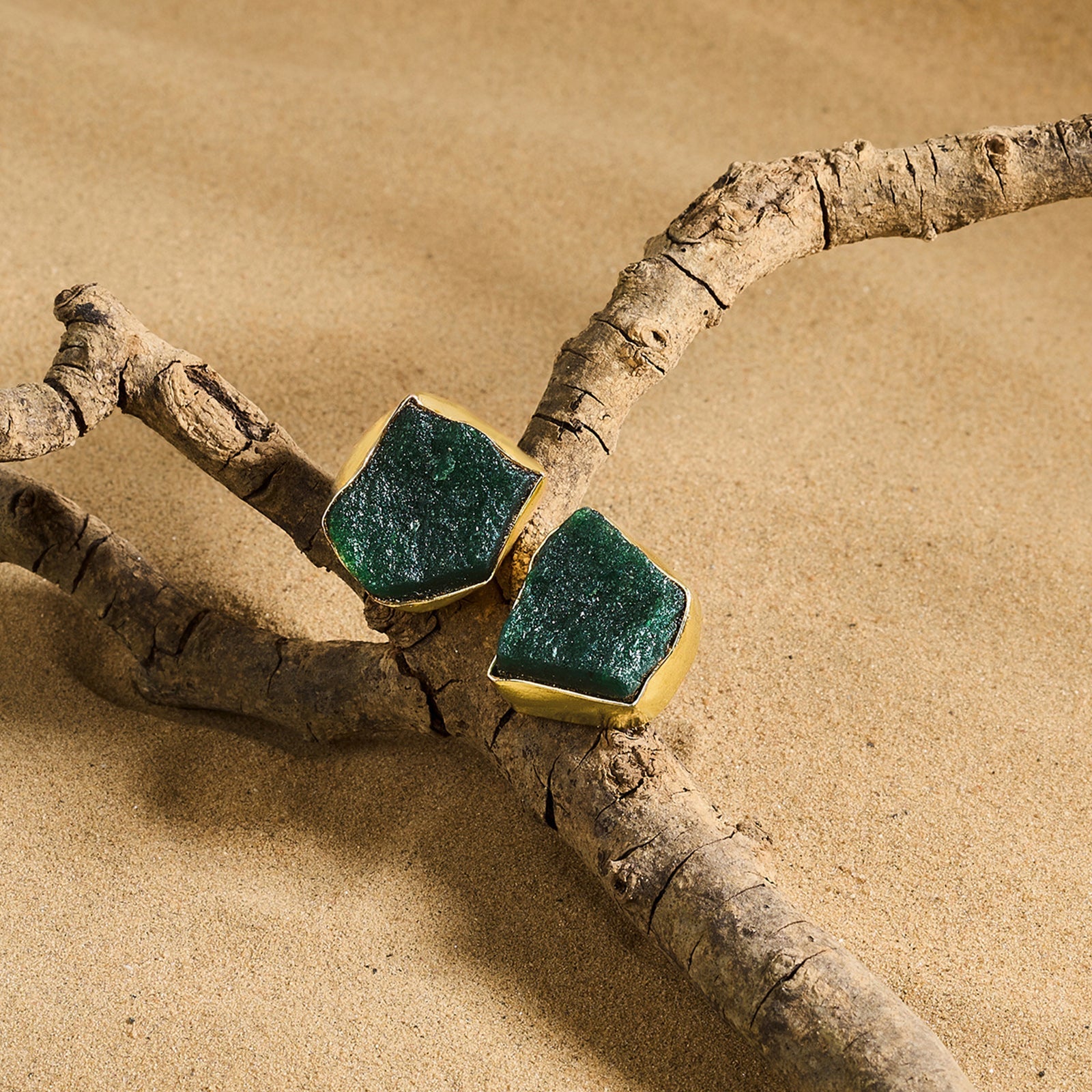 Teejh Elira Dark Green Natural Stone Earrings