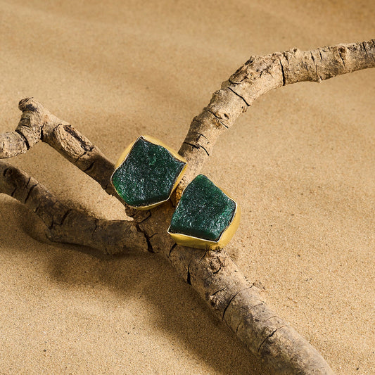 Teejh Elira Dark Green Natural Stone Earrings