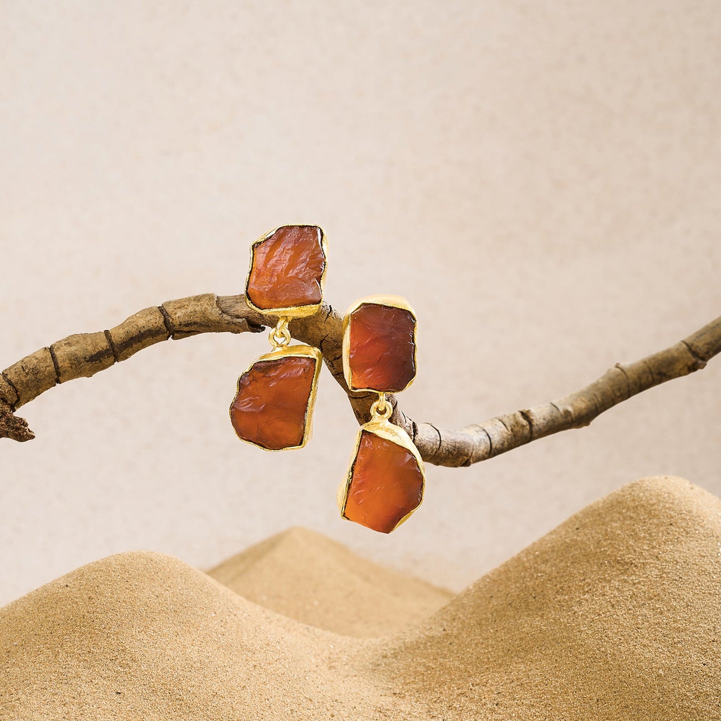 Teejh Eshira Orange Natural Stone Danglers