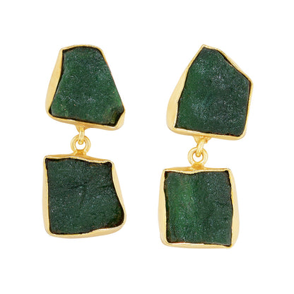 Teejh Eshira Dark Green Natural Stone Danglers