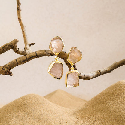 Teejh Eshira Pink Natural Stone Danglers