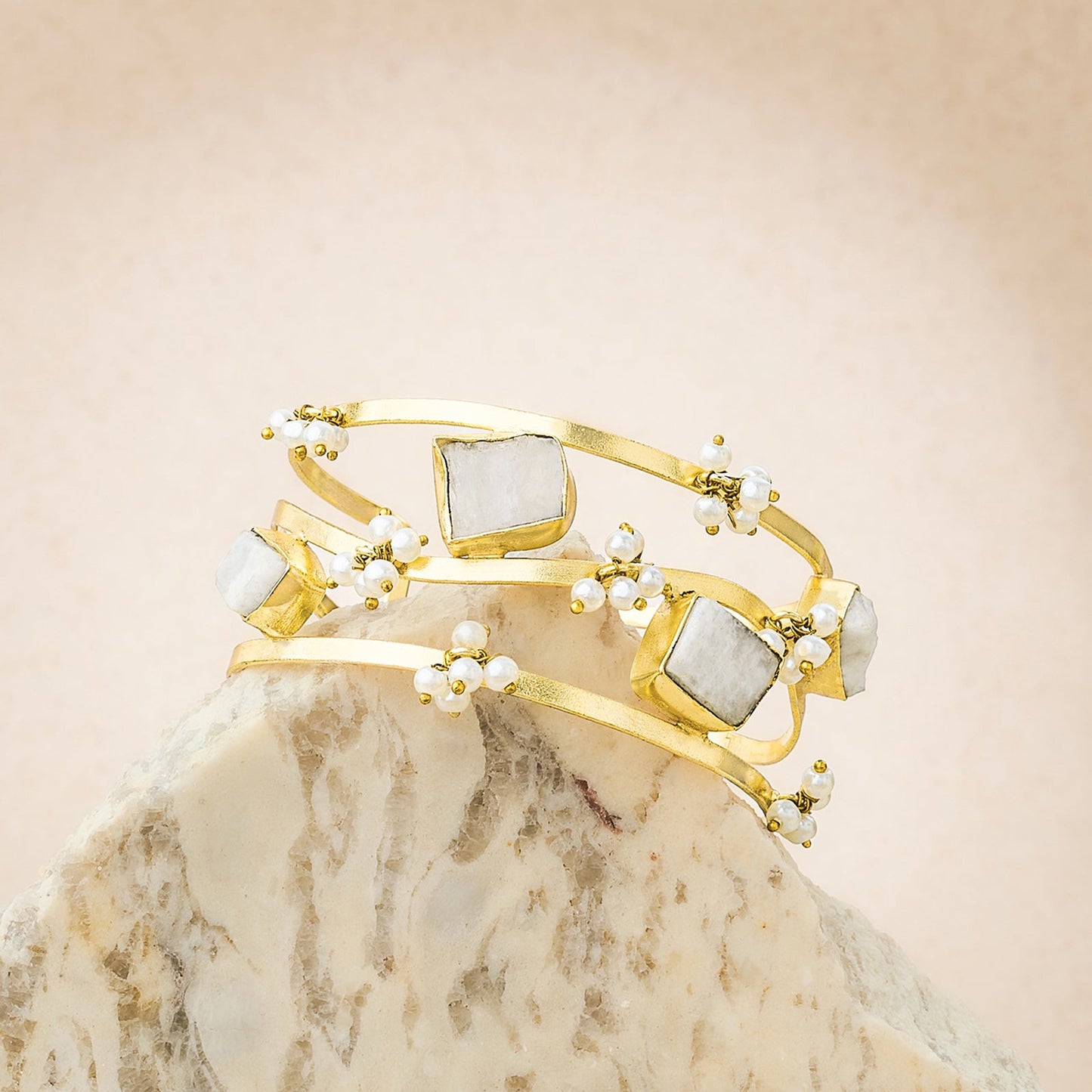 Teejh Amiraani White Natural Stone Bracelet