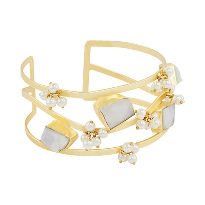 Teejh Amiraani White Natural Stone Bracelet