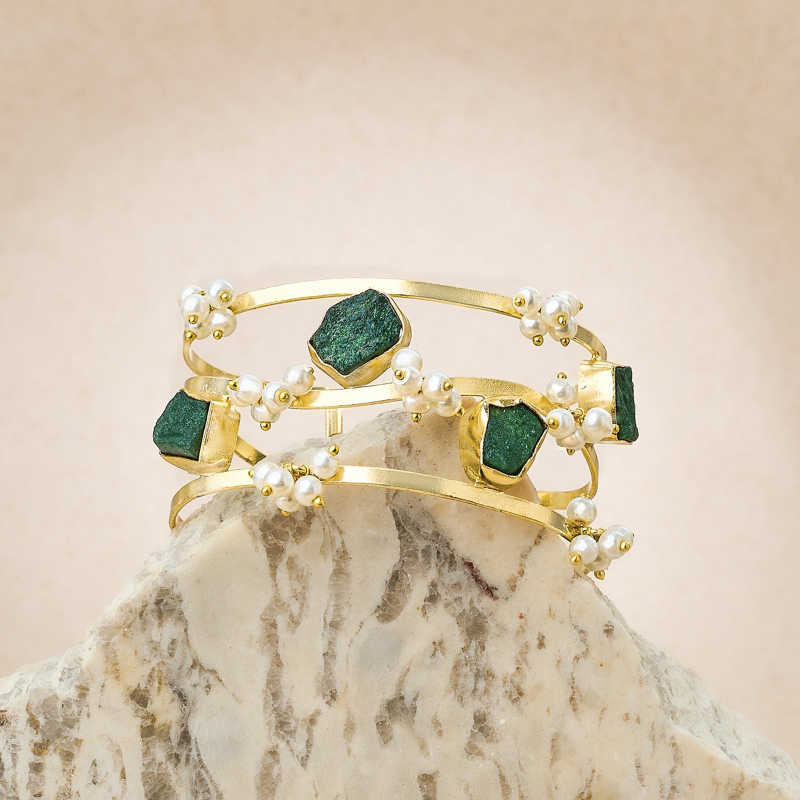 Teejh Amiraani Dark Green Natural Stone Bracelet