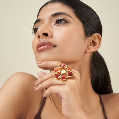 Teejh Veyna Orange Natural Stone Rings
