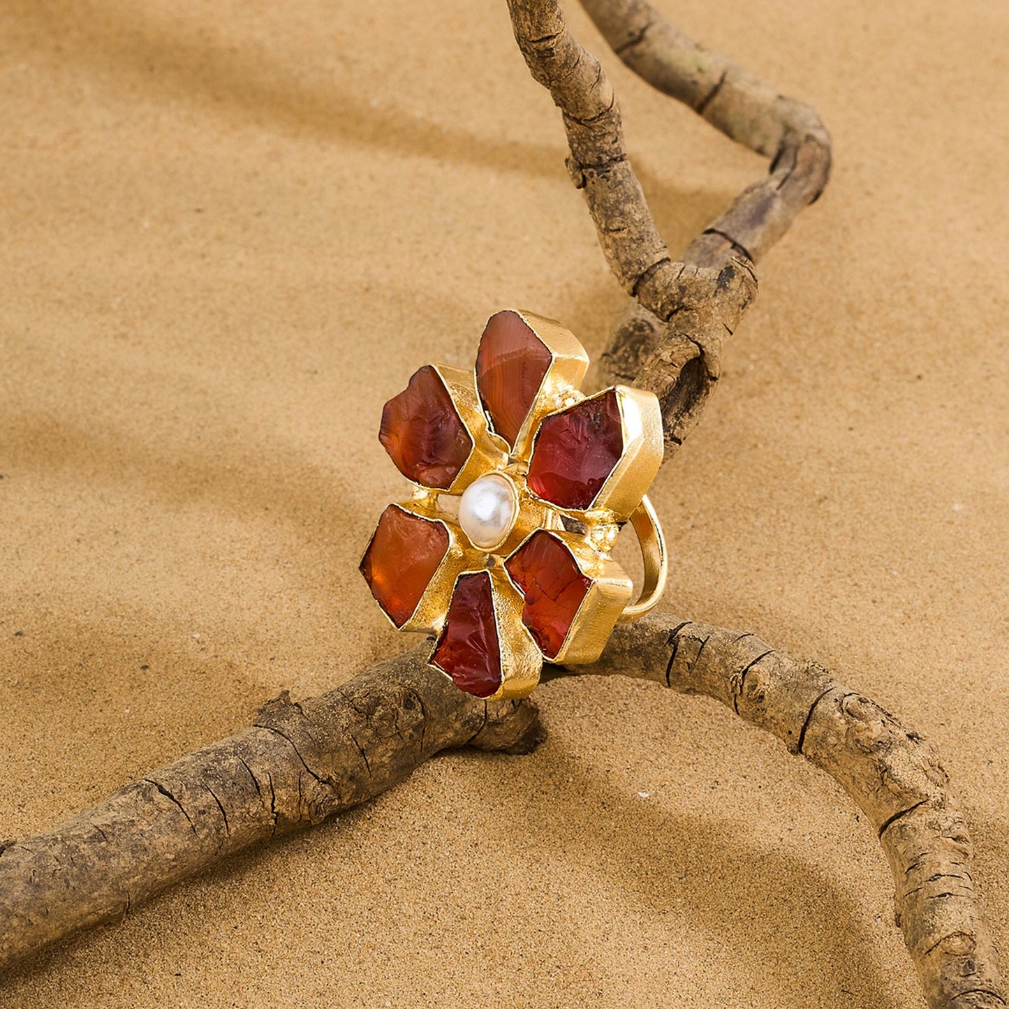 Teejh Veyna Orange Natural Stone Rings