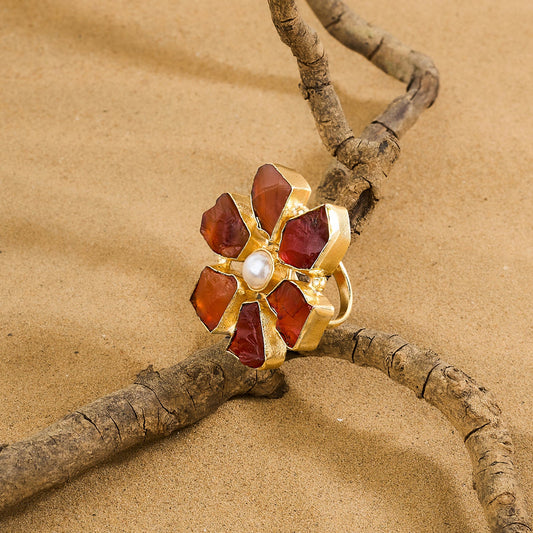 Teejh Veyna Orange Natural Stone Rings