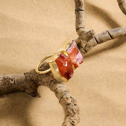 Teejh Navira Orange Natural Stone Ring