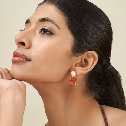 Teejh Liora Orange Natural Stone Earrings