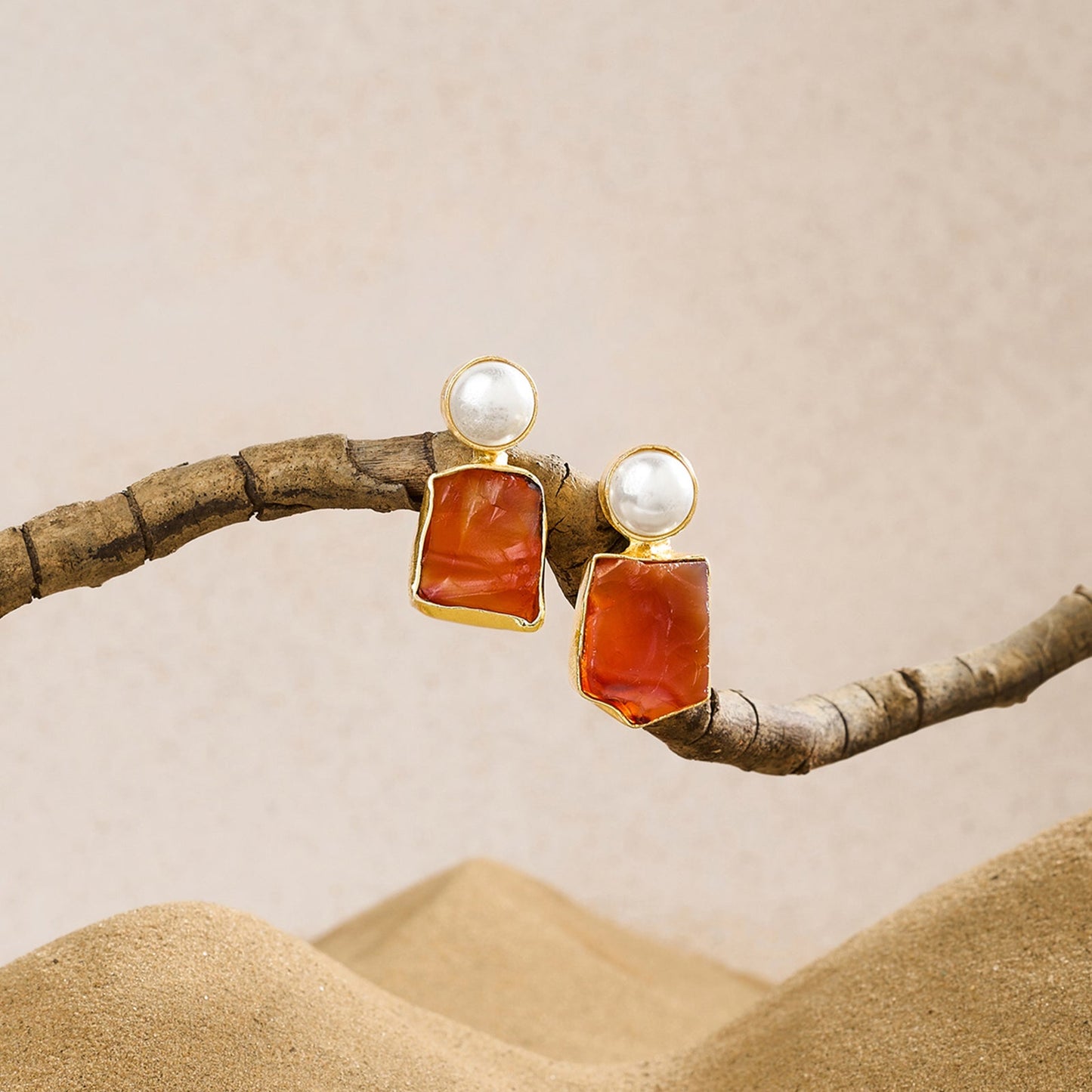 Teejh Liora Orange Natural Stone Earrings
