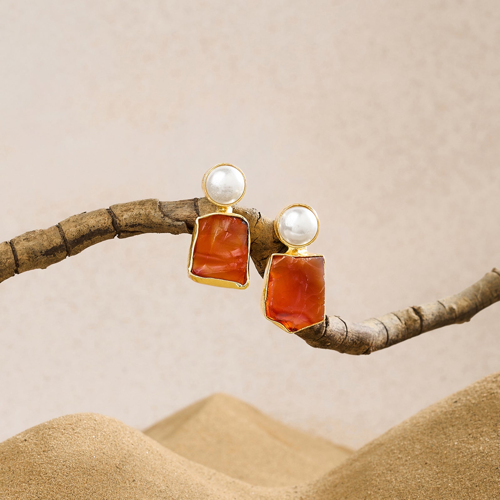 Teejh Liora Orange Natural Stone Earrings