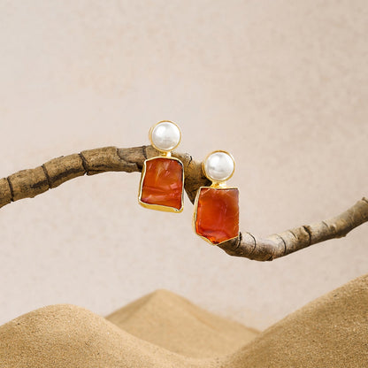 Teejh Liora Orange Natural Stone Earrings