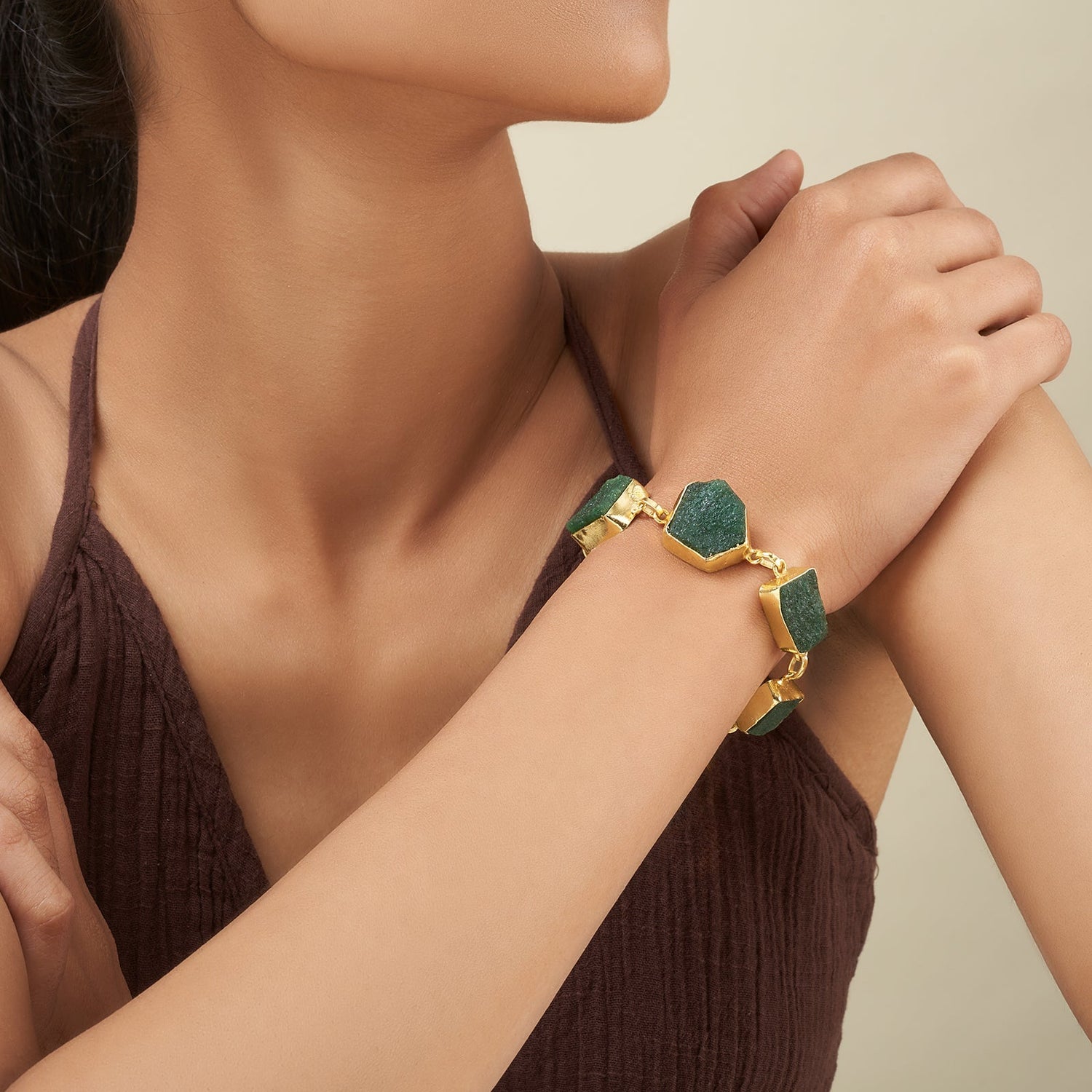 Teejh Reysha Dark Green Natural Stone Bracelet