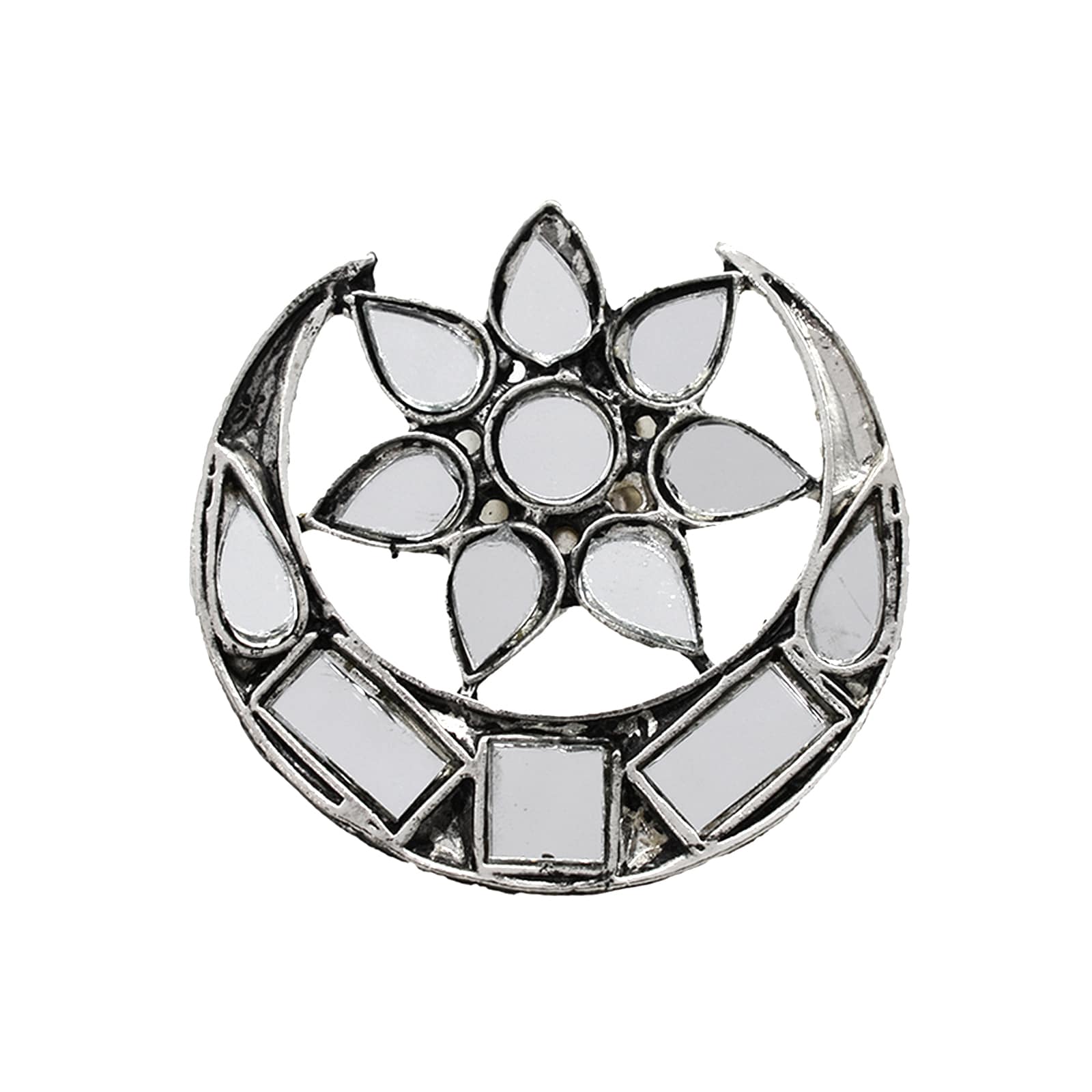 Shagun Silver Oxidized Mirror Ring - Teejh
