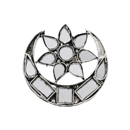 Shagun Silver Oxidized Mirror Ring - Teejh