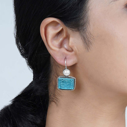 Teejh Diti Aqua Blue Stone & Pearl Earrings