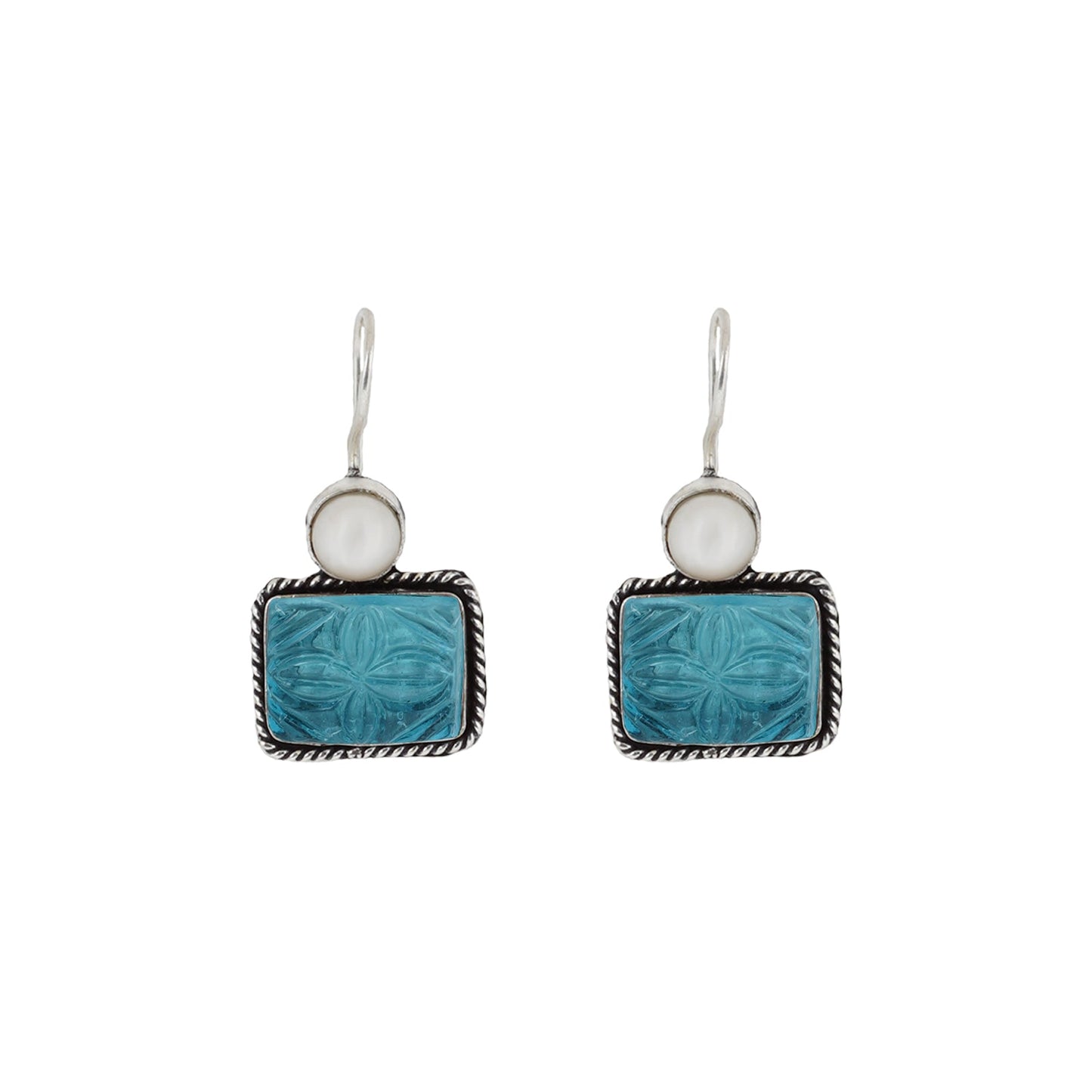 Teejh Diti Aqua Blue Stone & Pearl Earrings