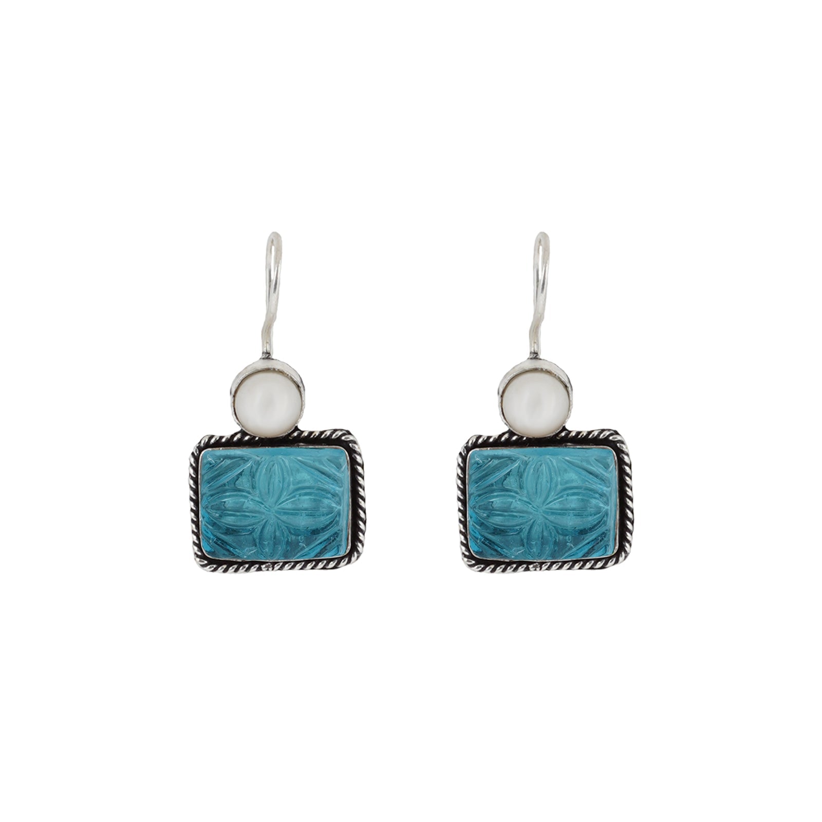 Teejh Diti Aqua Blue Stone & Pearl Earrings