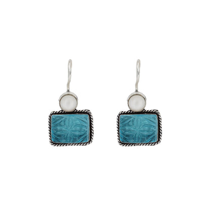 Teejh Diti Aqua Blue Stone & Pearl Earrings