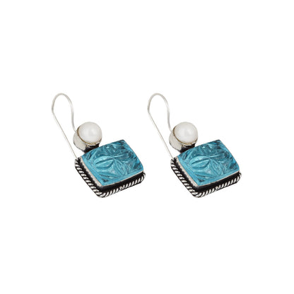 Teejh Diti Aqua Blue Stone & Pearl Earrings