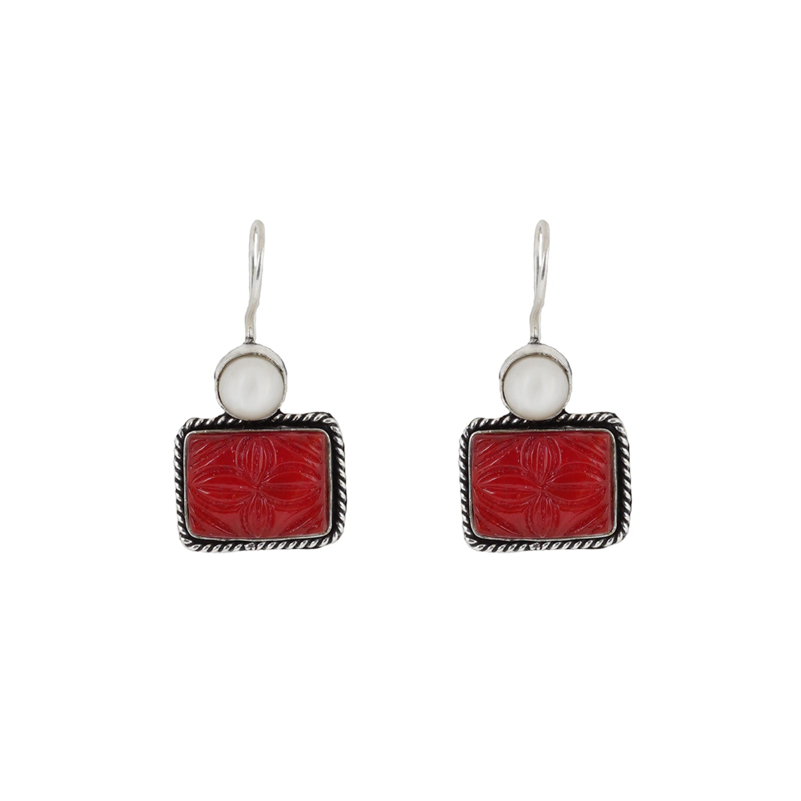 Teejh Diti Maroon Stone & Pearl Earrings