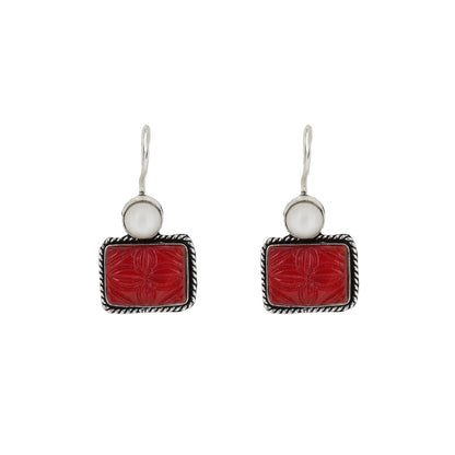 Teejh Diti Maroon Stone & Pearl Earrings