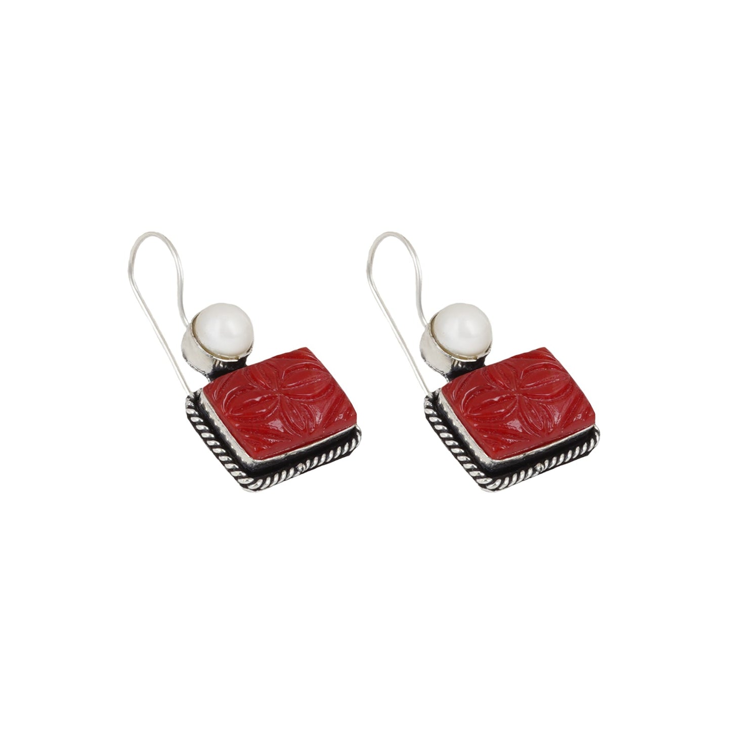 Teejh Diti Maroon Stone & Pearl Earrings