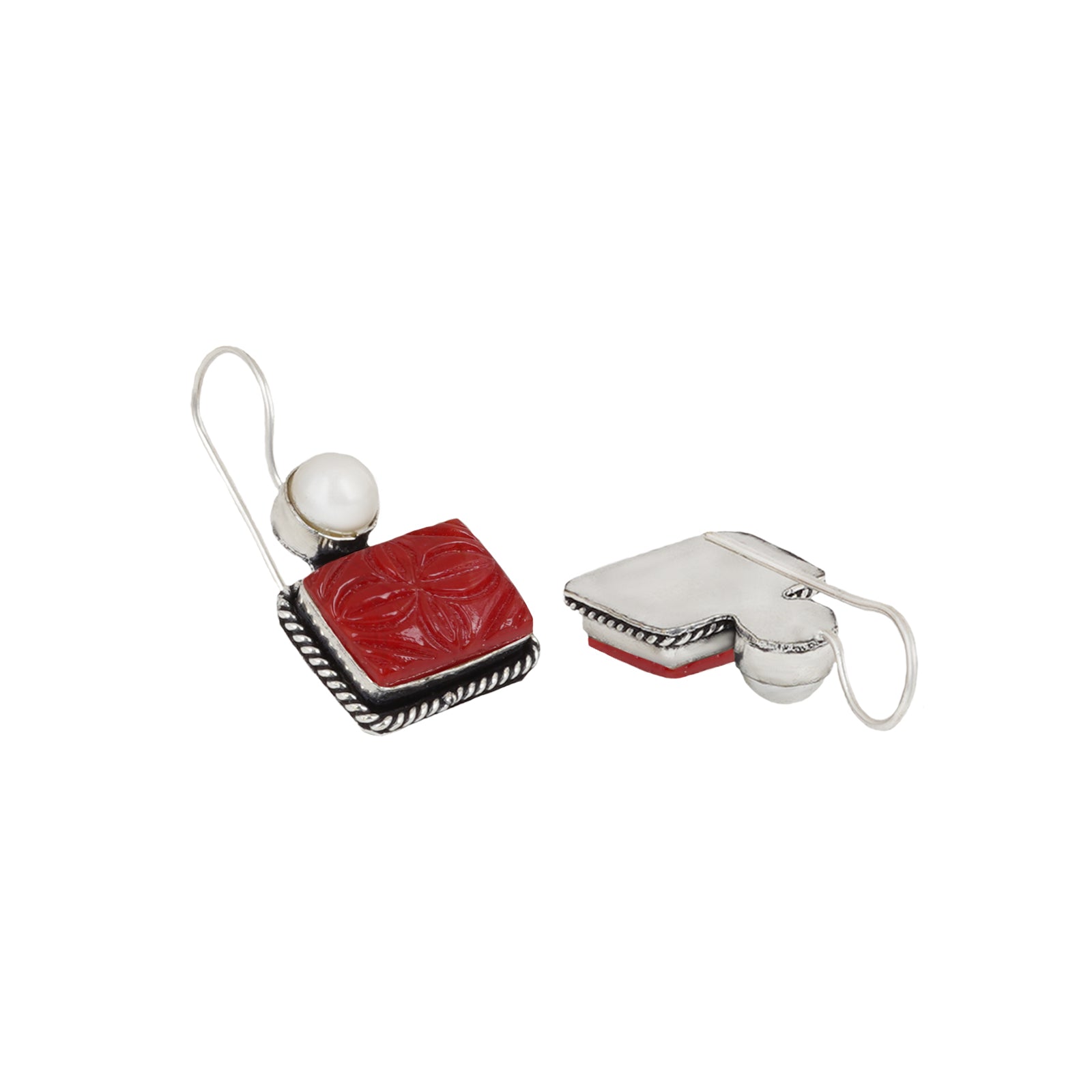 Teejh Diti Maroon Stone & Pearl Earrings