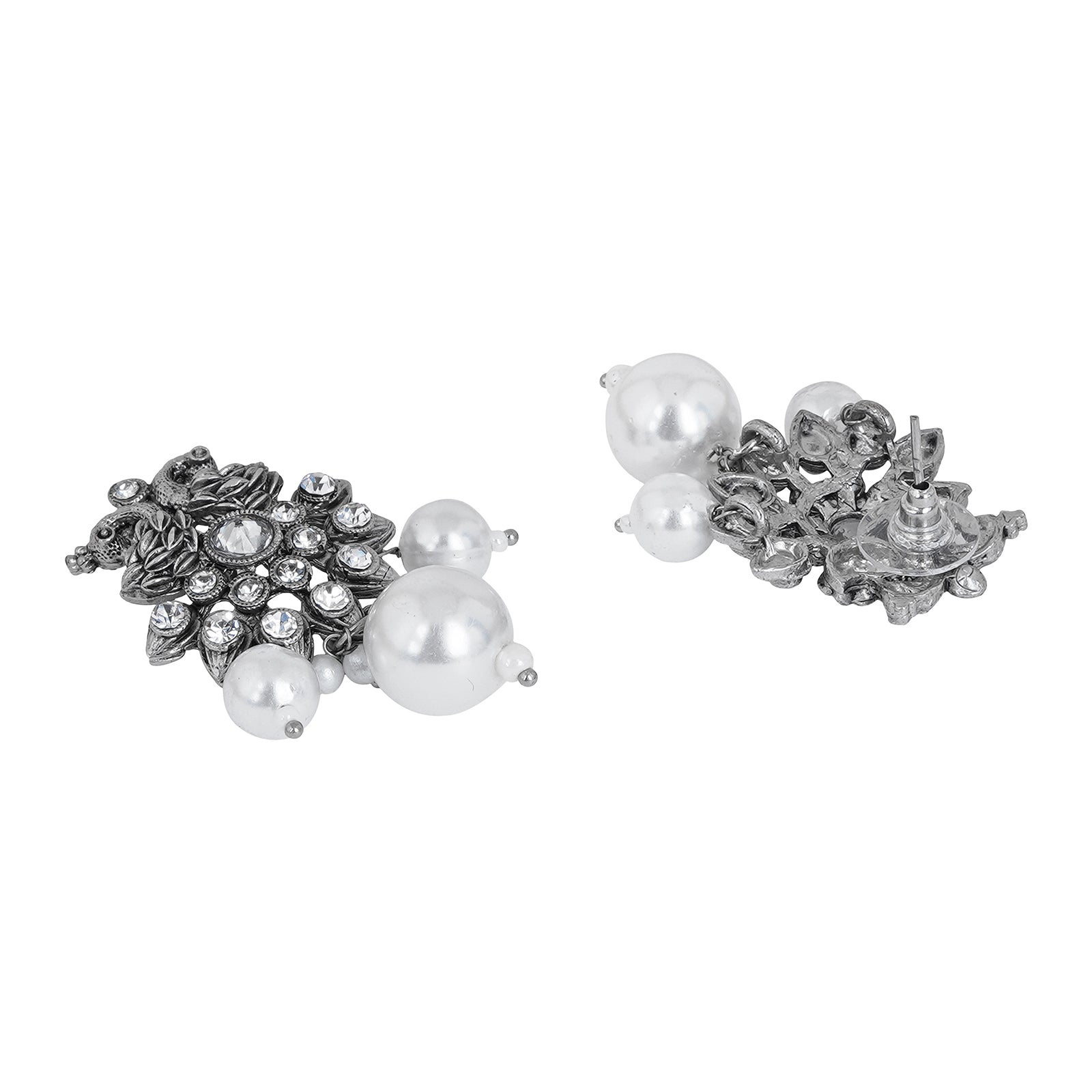 Teejh Mayurika Silver Oxidised Earrings