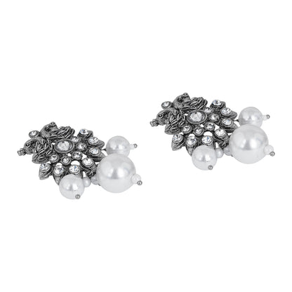 Teejh Mayurika Silver Oxidised Earrings
