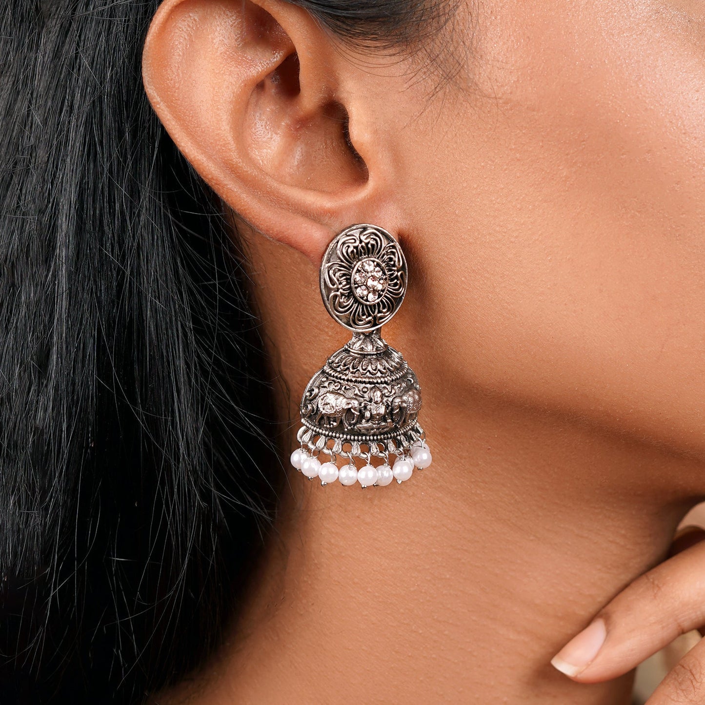 Teejh Kevika Silver Oxidised Earrings