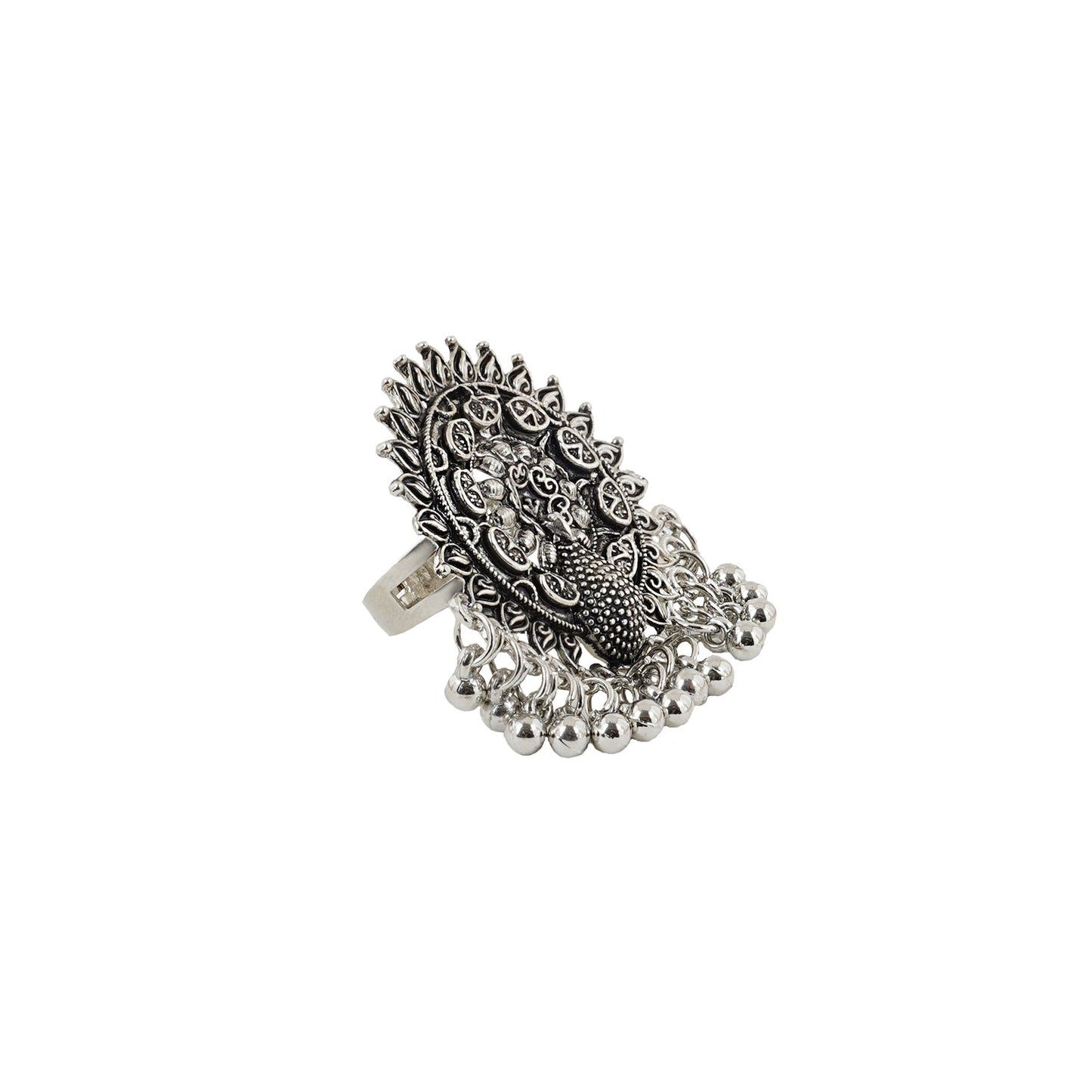 Teejh Cinthiya Silver Oxidised Ring