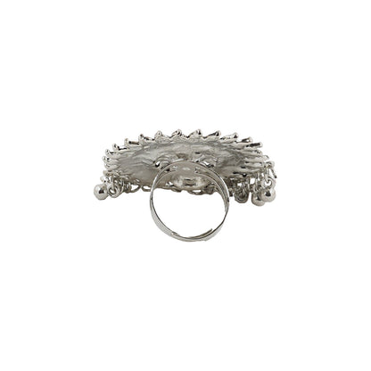 Teejh Cinthiya Silver Oxidised Ring